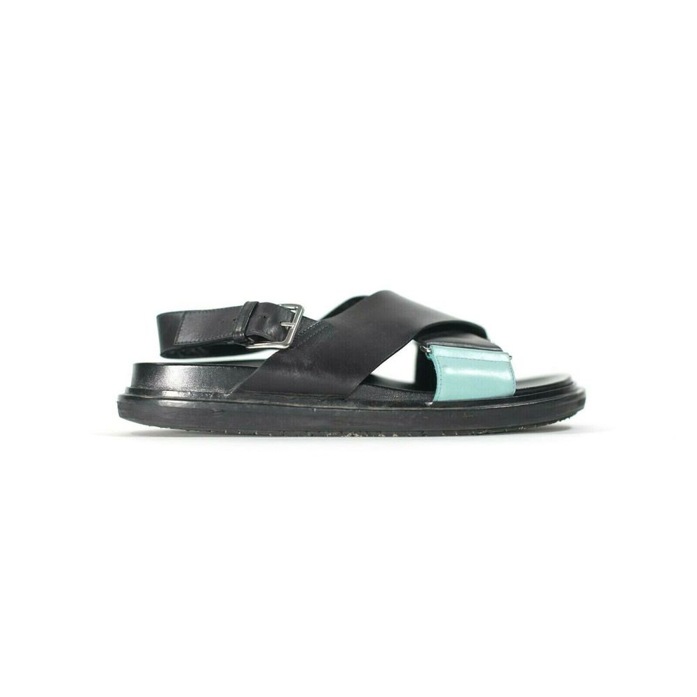 Marni Size 39 Black Green Fringe Fussbett Sandals